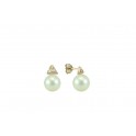 3,5MM MINI TRIANGLE STUD EARRINGS (HOLLOW BACK) ZIRCONIA:1,5MM CULTURED PEARL: 4MM