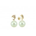 6MM MINI DOLPHIN STUD (HOLLOW-BACK) EARRINGS ZIRCONIA: 1,5MM CULTURED PEARL:5-6MM       