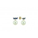 4,50MM ENAMEL DRAGONFLY STUD EARRINGS (HOLLOW-BACK)  CULTURED PEARL 5-6MM