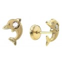 6MM MINI DOLPHIN STUD (HOLLOW-BACK) EARRINGS ZIRCONIA: 1,5MM        