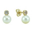 ROUND-CUT BEZEL SET ZIRCONIA 3MM CULTURED PEARL 5-6MM