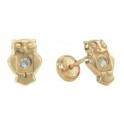 8MM OWL STUD EARRINGS (BACK-FILLED) ZIRCONIA: 2MM        