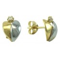 8MM TWO COLOR PUSH-BACK EARRINGS ZIRCONIA 2,5MM
