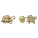 4,5MM MINI TURTLE STUD EARRINGS (BACK-FILLED) ZIRCONIA 1,5MM  