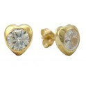 HEART SHAPED BEZEL STUD EARRINGS ZIRCONIA: 3MM         