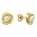 8MM KNOT STUD EARRINGS WITH CULTURED PEARL 3MM  