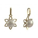 10MM 6 LEAF FLOWER PENDANT CULTURED PEARL: 6MM