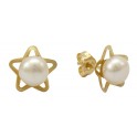 STAR STUD EARRINGS CULTURED PEARL