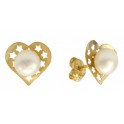 HEART STUD EARRINGS CULTURED PEARL