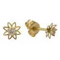 5MM 8 LEAF FLOWER STUD EARRINGS ZIRCONIA: 2MM