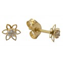 5MM 6 LEAF FLOWER STUD EARRINGS ZIRCONIA: 2MM