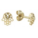 9MM HAND OF FATIMA STUD EARRINGS EYE DESIGN ZIRC.1.5