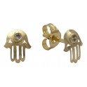 7MM HAND OF FATIMA STUD EARRINGS EYE DESIGN ZIRCONIA 1,5MM