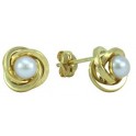 8MM KNOT STUD EARRINGS CULTURED PEARL: 4MM