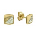 5MM SQUARE STUD EARRINGS HALF RESIN CRYSTAL    