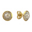 5MM ROUND SHAPED STUD EARRINGS WITH RESIN CRYSTAL   AND PEARL