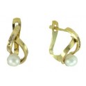 LATCH-BACK EARRINGS WITH (6) ZIRCONIA: 1MM CULTURED PEARL: 3,5MM