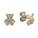 7MM WHITE GOLD BEAR STUD EARRINGS WITH ZIRCONIA: 1,5MM           