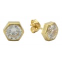 HEXAGON SHAPED BEZEL STUD EARRINGS ZIRCONIA: 3MM         