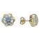 FLOWER SHAPED ROUND BEZEL STUD EARRINGS ZIRCONIA: 6MM         