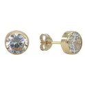 ROUND-CUT BEZEL SET STUD EARRINGS ZIRCONIA 6MM