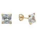 SQUARED ZIRCONIA STUD EARRINGS 8X8MM