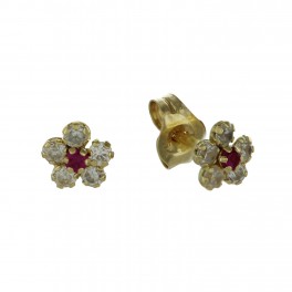 1.5MM.FLOWER STUDS RUBÍ WITH ZIRC