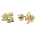 8MM RABBIT STUD EARRINGS (BACK-FILLED) ZIRCONIA 2MM  