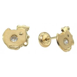 CHICKEN STUD EARRINGS ZIRCONIA:2MM (BACK-FILLED)