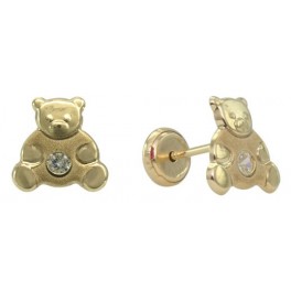 7,5MM BEAR STUD EARRINGS (BACK-FILLED) ZIRCONIA: 2MM               