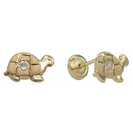 6MM TURTLE STUD EARRINGS (BACK-FILLED) ZIRCONIA 2MM  