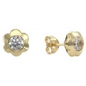 5MM FLOWER SHAPED STUD EARRINGS ZIRCONIA: 3MM 