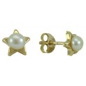 6MM STAR STUD EARRINGS CULTURED PEARL: 3,5MM   