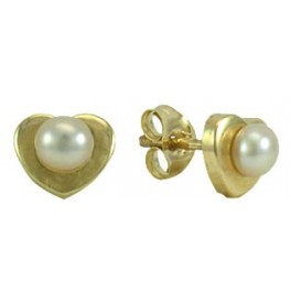 5,5 HEART STUD EARRINGS PEARL: 3,5MM