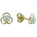 CLOVER STUD EARRINGS CULTURED PEARL