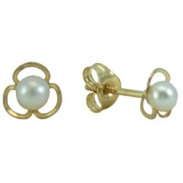 CLOVER STUD EARRINGS CULTURED PEARL