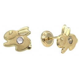 5,5MM MINI RABBIT STUD EARRINGS (BACK-FILLED) ZIRCONIA:1,5MM 