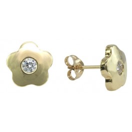 6MM FLOWER STUD EARRINGS ZIRCONIA 2MM