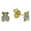 5MM WHITE RESINE CRYSTAL BEAR STUD EARRINGS (9 STONES)