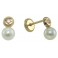 3,5MM MINI ROUND STUD EARRINGS (HOLLOW-BACK) ZIRCONIA :1,5MM CULTURED PEARL: 4MM