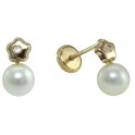 4MM MINI FLOWER STUD EARRINGS (HOLLOW BACK) CULTURED PEARL: 5-6MM ZIRCONIA: 1,5MM