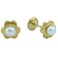 6MM FLOWER STUD EARRINGS ZIRCONIA 2MM CULTURED PEARL: 3,5MM